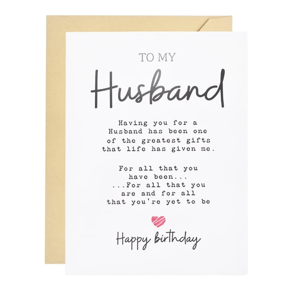 Uxcell Birthday Card, Funny Happy Birthday Greeting Cards Thick Card Stock with Kraft Paper Envelope Gift Perfect for Wife, Husband, Brother, Sister, Daughter, Son, Mom, White(husband)