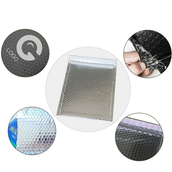 Practical Aluminum Coated Bubble Envelopes Silver Waterproof and Shockproof for Shipping 50 Pcs 7x9
