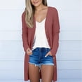 thumbnail image 1 of Women's Ribbed Knit Cardigan Anti-Pill Cloud Comfort Cardigan Fall Lightweight Open Front Coat Coffee Run Chic Pocket Packable Layer Fine Brushed Soft Long Sleeve Red XXL, 1 of 9