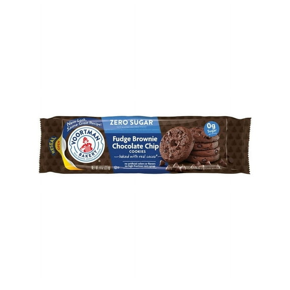 Pack of 2 VOORTMAN Bakery Zero Sugar Fudge Brownie Chocolate Chip Cookies 8 oz
