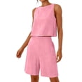 thumbnail image 6 of 2 Piece Sets for Women,Two Piece Sets For Women Summer Sleeveless Tank Tops and Wide Leg Shorts Linen Set Casual Beach Outfits, 6 of 6