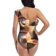 thumbnail image 5 of Picia Cartoon Cooking Cat Pattern Women's One Piece Swimsuits,One Shoulder Swimwear Asymmetric ,Ruffle Monokinis Bathing Suits,High Waisted Flattering Bathing Suits-X-Large, 5 of 8