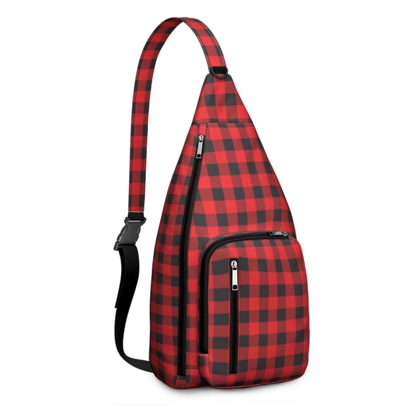 Retro Plaid Sling Backpack for Hiking & Travel – Vintage Checkered & Buffalo Plaid Daypack for Women & Men, Geometric Outdoor Crossbody Bag with Rustic Style