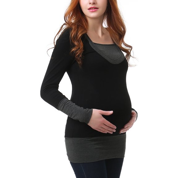Maternity Long Sleeve Hooded Active Workout Top