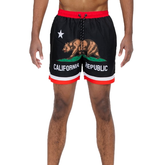 Weiv Men's California Republic Swim Trunks 5.5" Quick Dry Beach Swim Shorts for Men with Mesh Lining