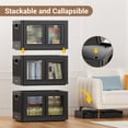 thumbnail image 6 of BROVIEW 300QT Stackable Storage Bins With Lids, 75Gal Plastic Cabinet With Wheels, Collapsible Containers with Doors, Foldable Closet Organizers for Closet Home Dorm, 3Pack V6 Black, 6 of 8