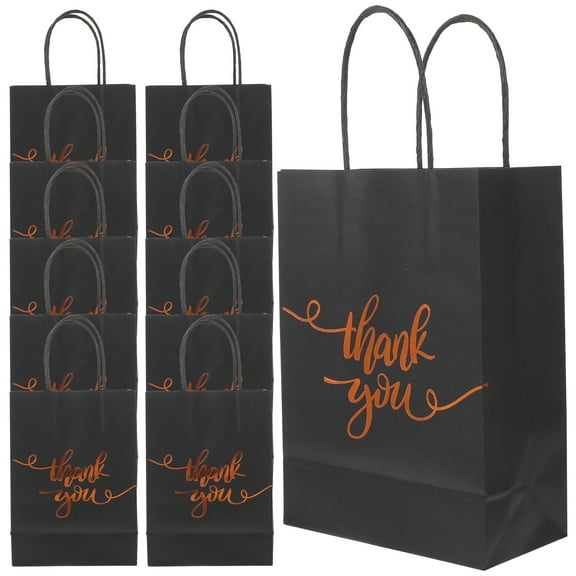 Raindrops 25Pcs Rose Gold Paper Gift Bags for Storage Large Capacity Black Tote Bags 7.8 Inches