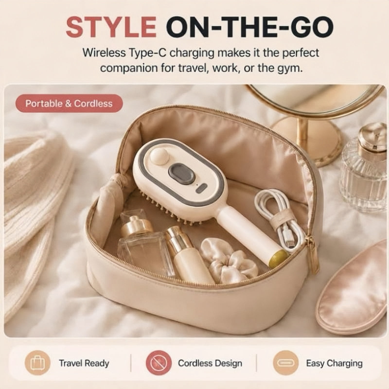 New Electric Spray Air Cushions Massage Comb, 2-In-1 Misting Hair Brush With Water Spray Reduce Frizz, Nourishes Hairs
