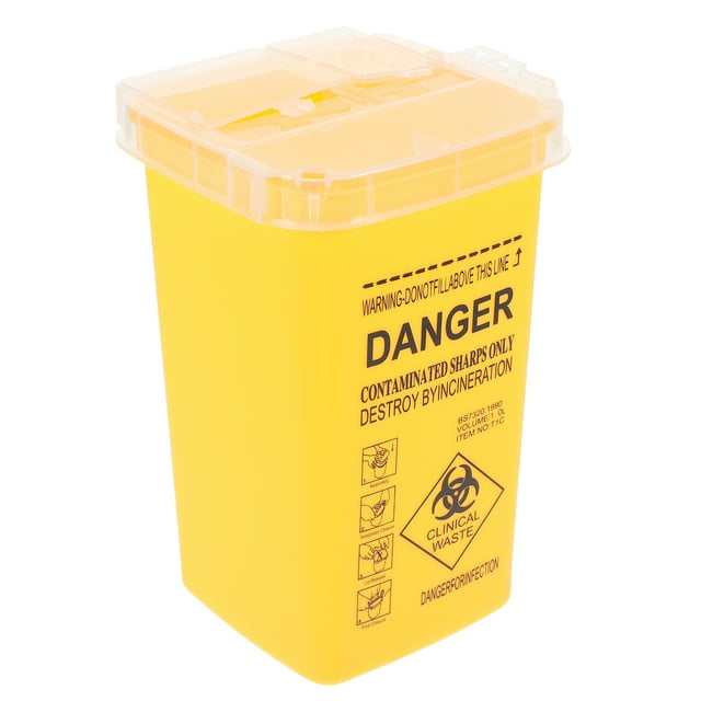 Conteneur à Objets Tranchants Petit Bac à Déchets Aiguilles Boîte à Déchets et Couvercle