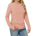 thumbnail image 5 of Brglopf Long Sleeve Shirts for Women Fall Basic Tunic Tops Lightweight Ruched Casual Crewneck T Shirts Loose Fit Fashion Blouse Rose Gold XL, 5 of 9