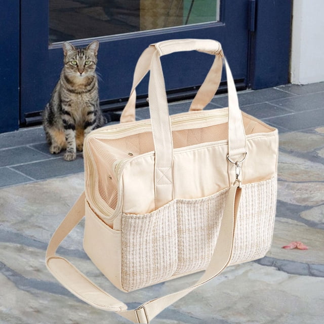 Bolso transportador para gatos, bolso de hombro para perros pequeños, transportador de mascotas de lado suave, bolsa de viaje para gatos, senderismo y