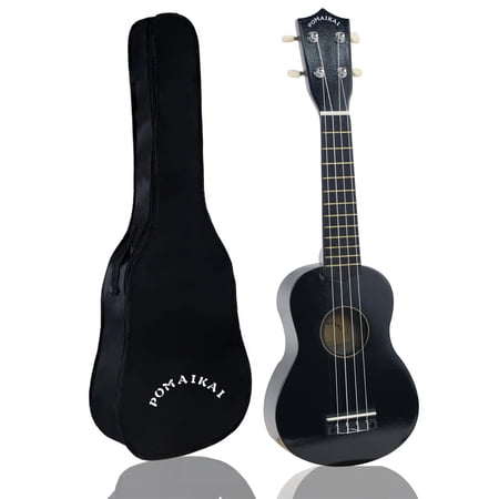 POMAIKAI Beginner Ukulele, Kids Guitar, 21 inch Ukelele for Adult Students with Gig Bag (Black)