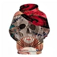 thumbnail image 2 of Skull Design Hooded Sweatshirt, Realistic 3D Skull Print Pullover Hooded Sweatshirt Cool Skeleton Graphic Hip Hop Hoodies with Big Pockets for Men Women, 2 of 3
