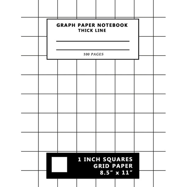 graph paper notebook thick lines grid 100 pages 1 inch squares grid