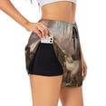 thumbnail image 2 of Disketp Three Horses Oil Painting Print Women's Shorts Workout Shorts for Athletic Gym Running Shorts with Phone Pockets X-Large, 2 of 8