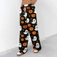 thumbnail image 3 of Fabrcox Halloween Pajama Pants Womens Ghost Pumpkin Spider Web Womens Sleep Pants Comfy Spooky Fall Winter Wide Leg Womens Lounge Pants, 3 of 5