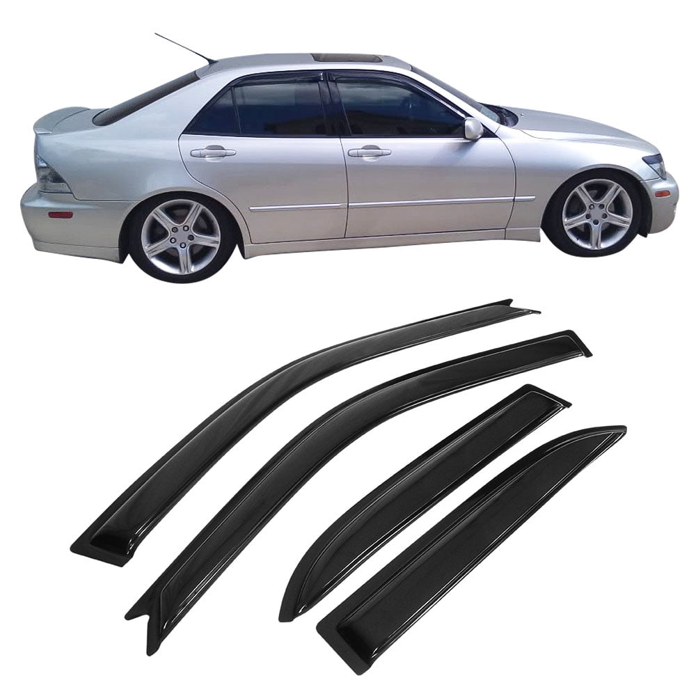 Ikon Motorsports Compatible with 01-05 Lexus IS300 Sedan Acrylic Window Visors Vent Windshield Deflector Rain Guard 4Pc Set Outside Mount 2001 2002 2003 2004 2005
