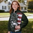 thumbnail image 3 of Uorisanigo Girls Half Zip Cropped Pullover Sweatshirt Wolf American Flag Long Sleeve Pullover Top Oversized Sweatshirts for Kids Fall Winter Clothes Quarter Zipper Hoodies, 3 of 7