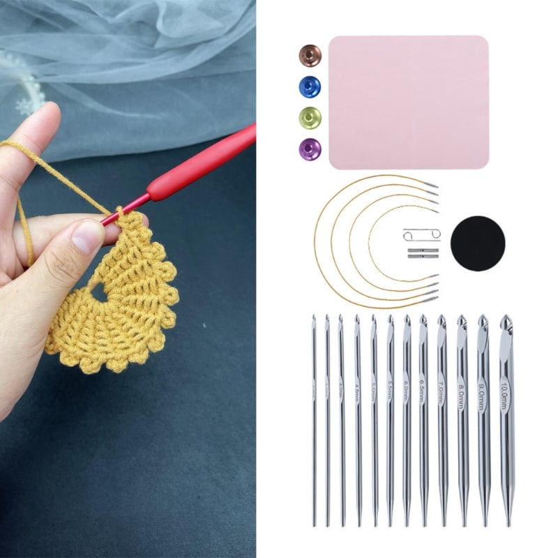 Zecic Aluminum Tunisian Crochet Hook Needle with Case for Knitting Weaving