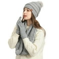 thumbnail image 2 of Scarf for Women Winter Clothing for Women Winter Solid Color Warm Hat Scarf And Gloves Three Piece Set, 2 of 7