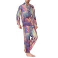 thumbnail image 2 of Lsque Colorful Cloud White Horse Pattern Long Sleeve Pajama Set for Men - Soft 2-Piece Sleepwear and Loungewear Set with Pockets, Comfy Nightwear-XX-Large, 2 of 7