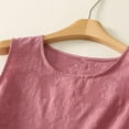 thumbnail image 4 of Women's Cotton Linen Tank Tops Button Down V Neck Sleeveless T Shirt Soft Solid Color Slim Fit Retro Tops, 4 of 7
