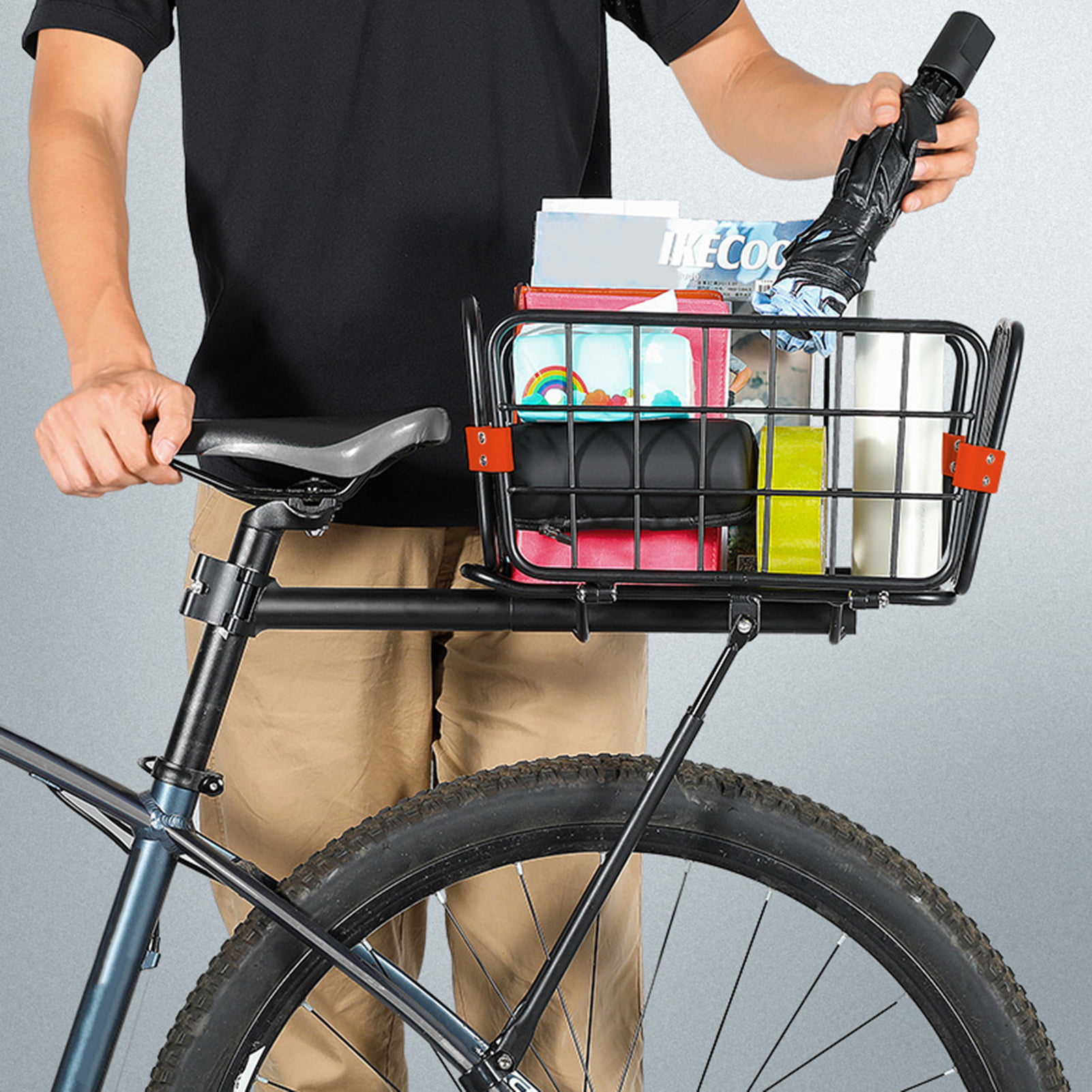 UNISTRENGH Cesta delantera de madera ajustable plegable simple para  bicicleta delantera cesta delantera bicicleta rack Holland Bike Carrier