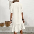 thumbnail image 6 of Bosfbaoi Dresses for Women Collared V Neck Short Sleeve Button Down Ruffle Hem Midi Shirt Dress, 6 of 6