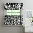 thumbnail image 2 of 3 PCS Kitchen Curtains Set with Valance - Zebra Print Modern Semi-Sheer Tier & Caf Curtains, 54x18" + 2x27.5x24" Rod Pocket Window Panels, Black & White Stripes Abstract Gradient Pattern, 2 of 4