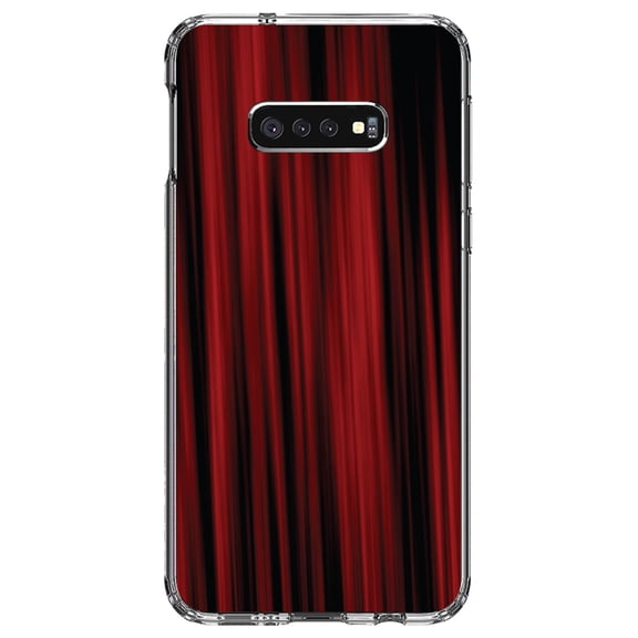 DistinctInk Clear Shockproof Hybrid Case for Samsung Galaxy S10e (5.8" Screen) - TPU Bumper, Acrylic Back, Tempered Glass Screen Protector - Bright Red Curtains