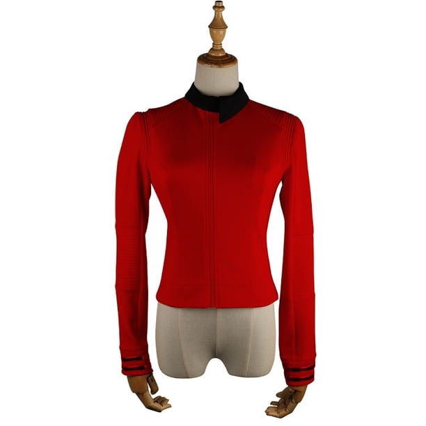 Nuevo disfraz de Startsrek Discovery Season 2 para mujer, uniforme de comandante de la flota estelar superior con insignia, disfraces de mujer, disfraz de Cosplay para adultosrojoS Deng Xun unisex