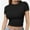 Black, variant on Women's Short Sleeve Crop Tops Crew Neck T Shirt Sexy Tee