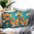 thumbnail image 2 of Throw Pillow Covers 24x24 Inch Set of 2, Orange Leaf Waterproof Outdoor Pillow Covers, Abstract Oil Painting Branch Turquoise Decorative Cushion Pillowcases for Couch, Sofa, Bed, Garden, Patio, 2 of 9