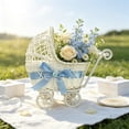 thumbnail image 2 of YingYouFu Mini Wicker Stroller Decoration, Rattan Doll Carriage Woven Candy Basket Centerpiece Decor for Weddings Showers, Decorative Flower Girl Cart, Event Centerpiece Decoration, 2 of 6