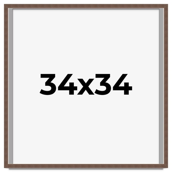 34x34 Shadow Box Frame Brown | 1.125 inches Deep Real Wood Rustic Shadowbox Display Frame | UV