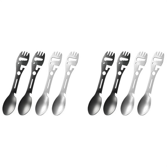 8Pcs 10In1 Camping Spork Multi-Functional Spork Spoon Can Opener Serrated Wrench for Outdoor Hiking Backpacking