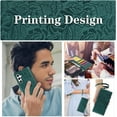 thumbnail image 4 of ELEHOLD Flip Leather Wallet Case for Samsung Galaxy S25 Ultra with Strap, Shockproof Vintage Leather Flowers TPU Card Pocket Wallet Protective Phone Case with Lanyard, Green, 4 of 9