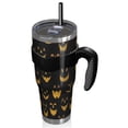 thumbnail image 2 of 40oz Tumbler,Black Halloween Pumpkin Faces Insulated Tumblers with Removable Handle,Stainless Steel Double Vacuum Coffee Tumbler Cup with Straw for Home,Office,Travel,Party, 2 of 5