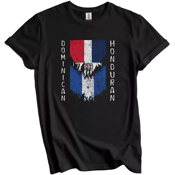 Dominican Honduran Flags Ripped Torn Dominican Republic Honduras T-Shirt