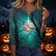 thumbnail image 2 of Trgacdwlo Womens Halloween Printed Shirts Vintage Ghost Pattern Henley Women's 3/4 Sleeve Tops Funny Pumpkin Graphic Fall Women's Tunics, 2 of 6