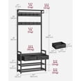 thumbnail image 5 of VASAGLE Hall Tree with Bench and Shoe Storage, Entryway Coat Rack with Shoe Bench, 2 Fabric Drawers, 10 Hooks, 11.8 x 31.7 x 71.5 Inches, Stone Gray and Ink Black, 5 of 6