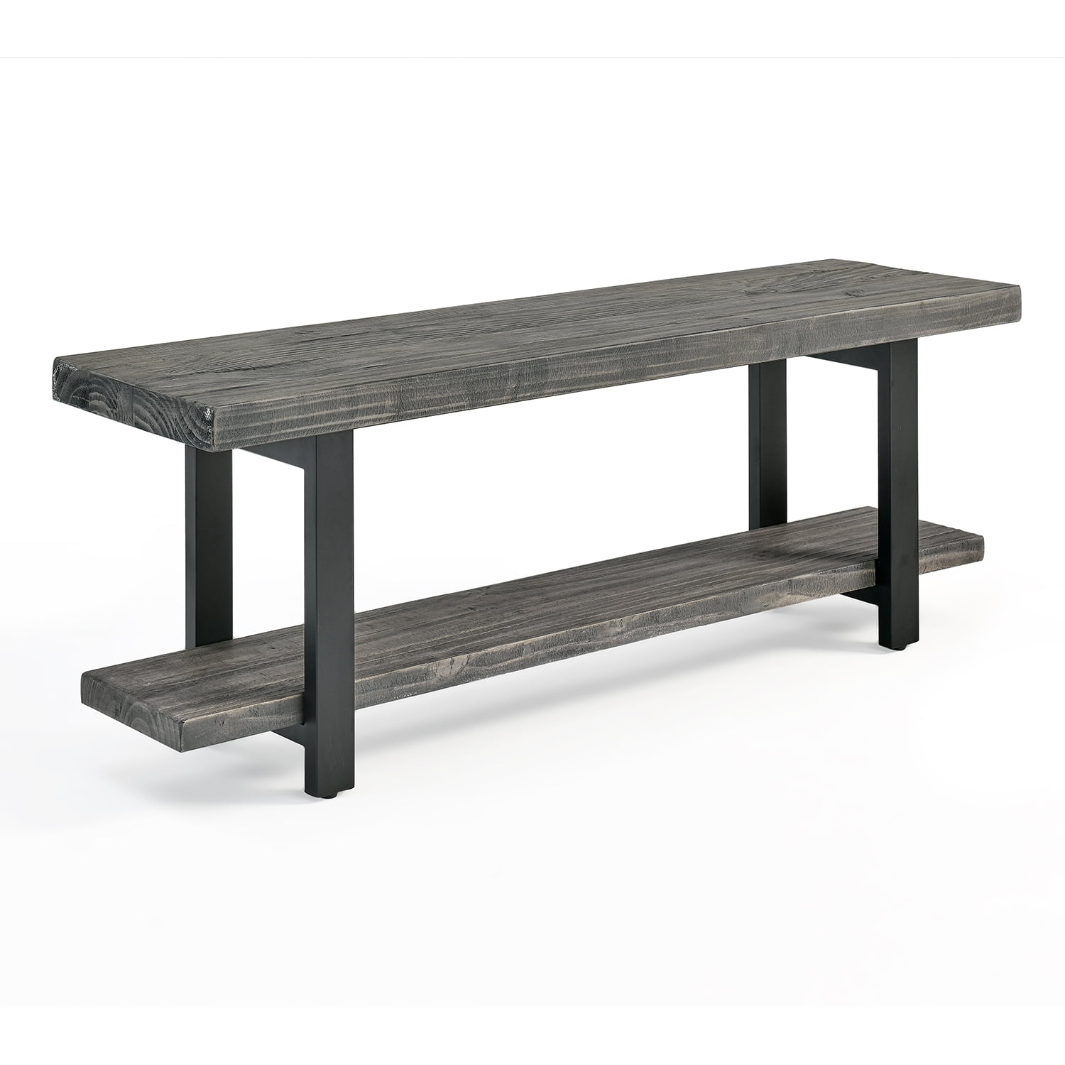Alaterre Pomona 48" Metal and Reclaimed Wood Wall Coat Hook with Bench, Slate Gray
