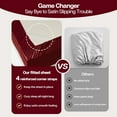 thumbnail image 6 of MR&HM Satin Fitted Sheet King Size, Silky Bottom Sheet with Elastic Corner Straps, Deep Pocket up to 15 Inches, No More Slipping Off for Mattress - 1 Fitted Sheet Only (Burgundy), 6 of 6