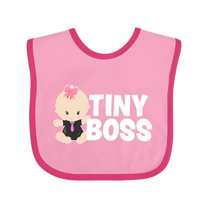 Inktastic Tiny Boss with Baby in Suit Girls Baby Bib