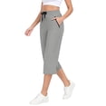 thumbnail image 3 of LWFFDAW Yoga Capri Pants for Women High Waist Drawstring Straight Leg Running Pants Breathable Comfy Gym Athletics Capris with Pockets, 3 of 10