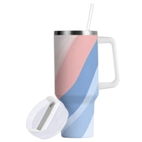 Yayeee 30oz Double-Wall Insulated Stainless Steel Tumbler with Handle Bottle, Abstract Blue