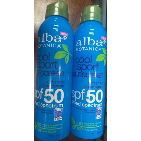 Alba Botanica Cool Sport Refreshing Clear Spray Sunscreen SPF 50, 6 oz. (2 Units) Ships priority for free