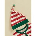 thumbnail image 4 of Binshrliy Newborn Baby Boy Christmas Pajamas Striped Long Sleeve Footie Jumpsuits Hat 6M 12M 18M 24M Infant Zipper One Piece Rompers, 4 of 6