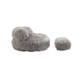 thumbnail image 6 of Lovely Soft Plush Bean Bag Chair, Lazy Sofa Bed Filled With Memory Sponge, Footstool, High Back Bean Bag Chair for PC Bar, Cafe, Living Room, Bedroom, Board Game Club, Gray, 6 of 8