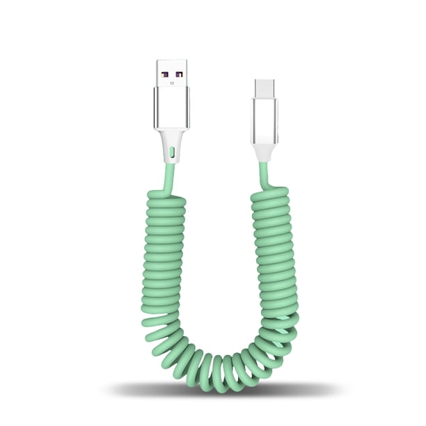 Cable de carga retráctil teléfono móvil cargador cable teléfono inteligente viaje reemplazable cobre plástico data cable oficina hotel 5a tipo c verde seitruly EL014475-05